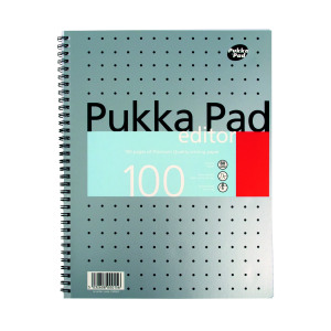 Pukka+Pad+Ruled+Metallic+Wirebound+Editor+Notepad+100+Pages+A4+Silver+%283+Pack%29+EM003