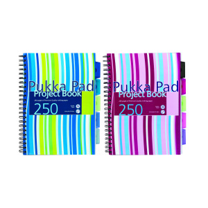 Pukka+Pad+Stripes+Polypropylene+Project+Book+250+Pages+A4+Blue%2FPink+%283+Pack%29+PROBA4