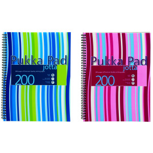 Pukka+Pad+Stripes+Polypropylene+Wirebound+Jotta+Notebook+200+Pages+A4+Blue%2FPink+%283+Pack%29+JP018