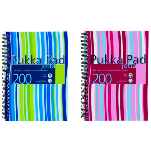 Pukka+Pad+Stripes+Polypropylene+Wirebound+Jotta+Notebook+200+Pages+A5+Blue%2FPink+%283+Pack%29+JP021