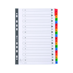 Exacompta+Guildhall+Mylar+Index+Coloured+Tabs+20-Part+A-Z+A4+White+1111E