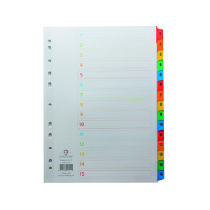 Concord+Index+1-15+A4+White+with+Multicoloured+Mylar+Tabs+01601%2FCS16