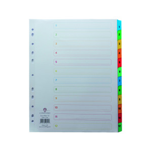 Concord+Index+1-12+A4+Extra+Wide+Multicoloured+Mylar+Tabs+09801%2FCS98