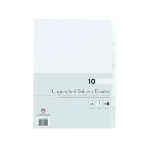 Concord+Unpunched+Divider+10-Part+A4+160gsm+White+%28Pack+of+10%29+75801