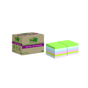 Post-it+Super+Sticky+Recycled+76x76mm+Assorted+%28Pack+of+12%29+654+RSS12COL