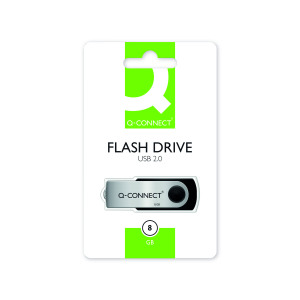 Q-Connect+USB+2.0+Swivel+8GB+Flash+Drive+Silver%2FBlack+KF41512
