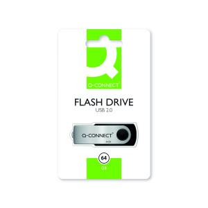 Q-Connect+USB+2.0+Swivel+64GB+Flash+Drive+Silver%2FBlack+KF41514