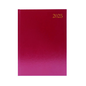 Desk+Diary+Day+Per+Page+A4+Burgundy+2025+KFA41BG25