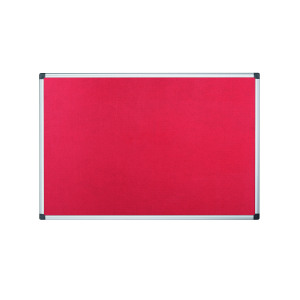 Bi-Office+Aluminium+Trim+Felt+Notice+Board+1200x900mm+Red+FA0546170