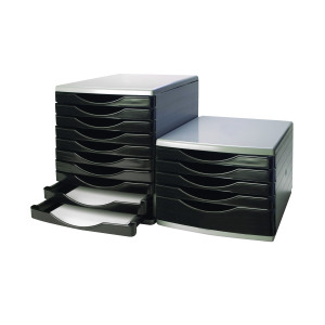 Q-Connect+5+Drawer+Tower+Black+and+Grey+%28Dimensions%3A+L345xW290xH220mm%29+KF02253
