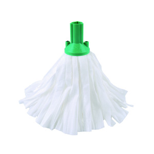 Exel+Big+White+Mop+Head+Green+%28Pack+of+10%29+102199
