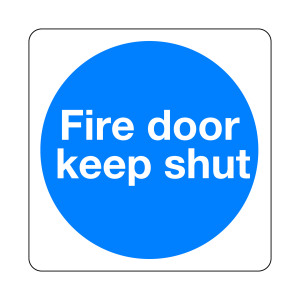 Safety+Sign+Fire+Door+Keep+Shut+100x100mm+Self-Adhesive+%28Pack+of+5%29+KM14AS