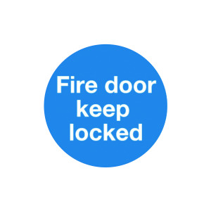 Safety+Sign+Fire+Door+Keep+Locked+100x100mm+Self-Adhesive+%28Pack+of+5%29+KM72A%2FS