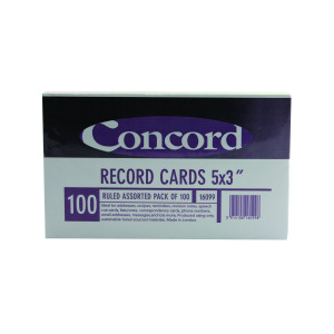Concord+Record+Card+127x76mm+Assorted+%28100+Pack%29+16099
