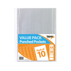 A4+Punched+Pockets+30+Micron+20x10+Pockets+%28Pack+of+200%29+301598