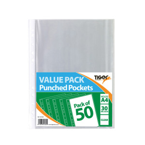 A4+Punched+Pockets+30+Micron+10x50+Pockets+%28Pack+of+500%29+301600