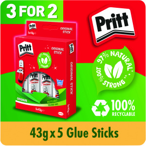 Pritt+Stick+Glue+Stick+43g+%28Pack+of+5%29+3+for+2