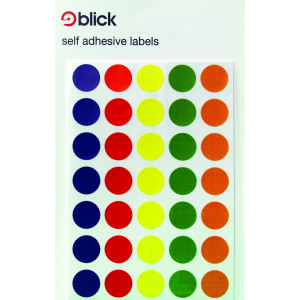 Blick+Coloured+Labels+in+Bags+Round+13mm+Dia+140+Per+Bag+Assorted+%28Pack+of+2800%29+RS004950