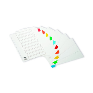 Initiative+White+Board+A4+160gsm+Divider+10+Part+Coloured+Mylar+Tab