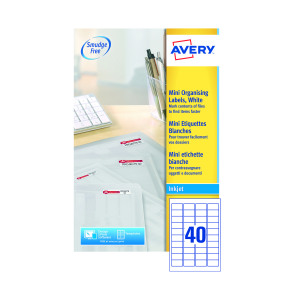 Avery+Inkjet+Mini+Labels+45.7x25.4mm+40+Per+Sheet+White+%281000+Pack%29+J8654-25