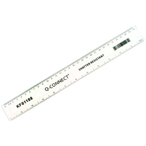 Q-Connect+Ruler+Shatterproof+300mm+Clear+%28Inches+on+one+side+and+cm%2Fmm+on+the+other%29+KF01108