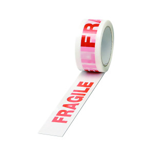 Polypropylene+Tape+Printed+Fragile+50mmx66m+White+Red+%28Pack+of+6%29+PPP-C
