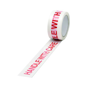 Polypropylene+Tape+Printed+Handle+with+Care+50mmx66m+White+Red+%286+Pack%29+70581500