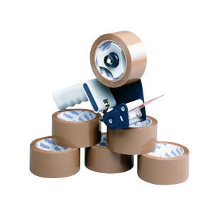 Tape+Dispenser+With+6+Rolls+Polypropylene+Tape+50mmx66m+%286+Pack%29+9761Bdp01
