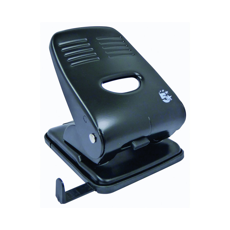 5+Star+Office+Punch+2Hole+Metal+with+Plastic+Base+Capacity+40+Sheets+Black