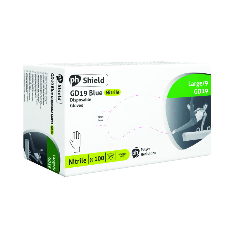 Shield+Powder-Free+Nitrile+Gloves+Large+Blue+%28100+Pack%29+GD19