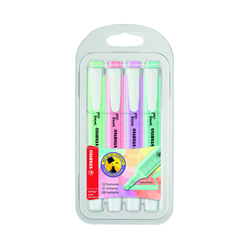 Stabilo+Swing+Cool+Highlighter+Pastel+Assorted+%28Pack+of+4%29+275%2F4-08