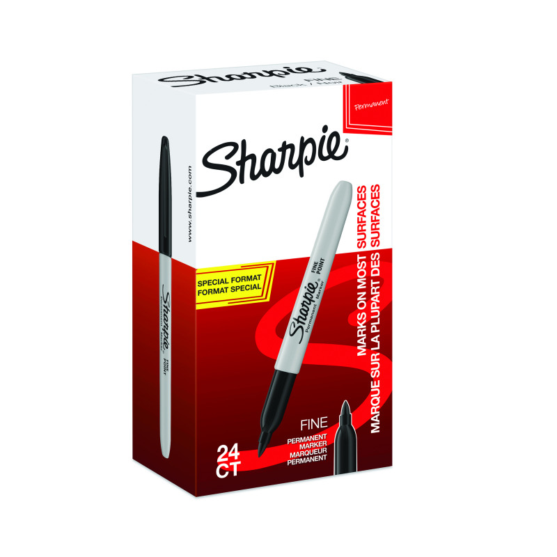 Sharpie+Permanent+Markers+Fine+Black+%28Pack+of+24%29+2077128