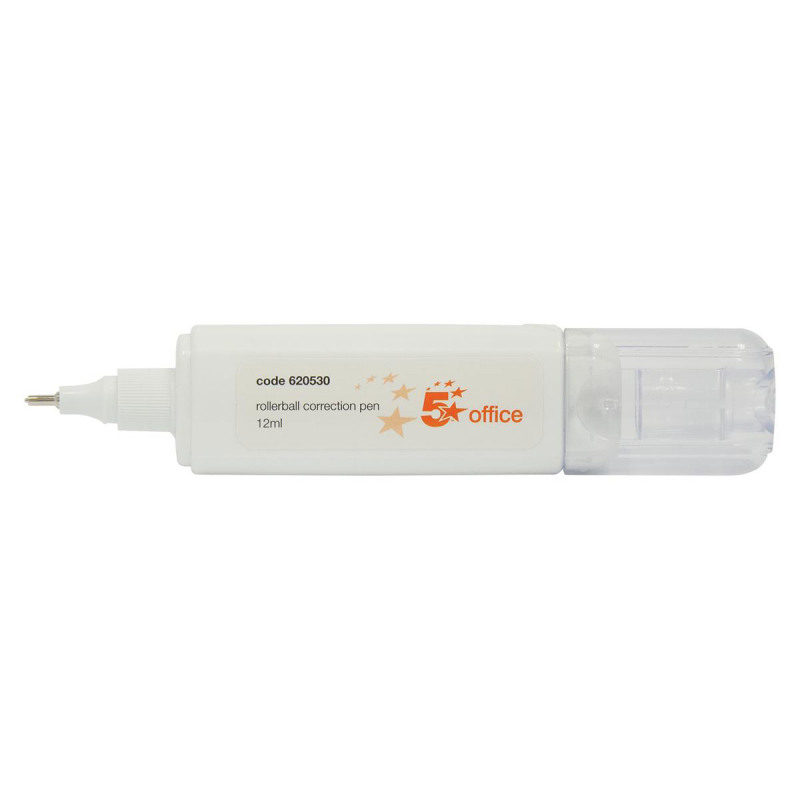 5+Star+Rollerball+Correction+Pen+Fine+Metal+Tip+Applicator+12ml+White+%28Pack+of+12%29