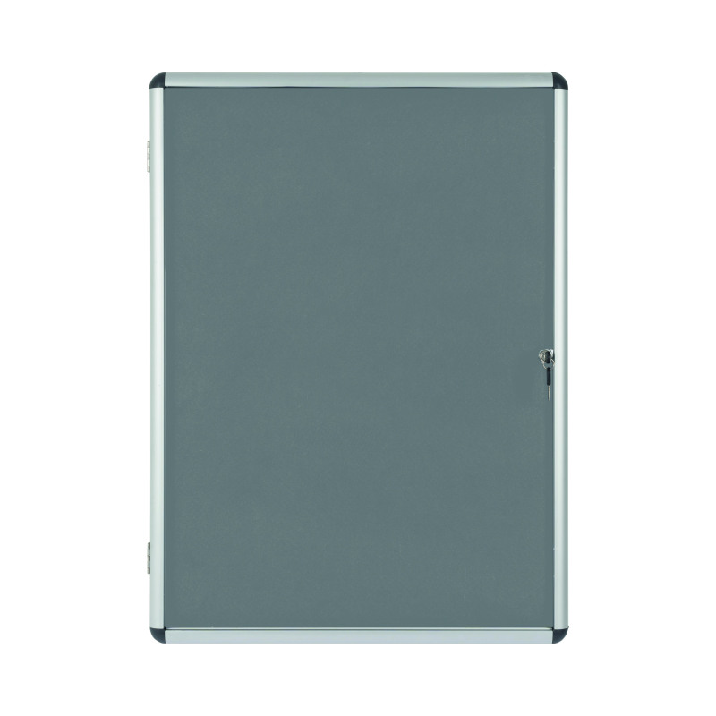 Bi-Office+Enclore+Felt+Indoor+Lockable+Glazed+Case+720x981x35mm+Grey+VT630103150