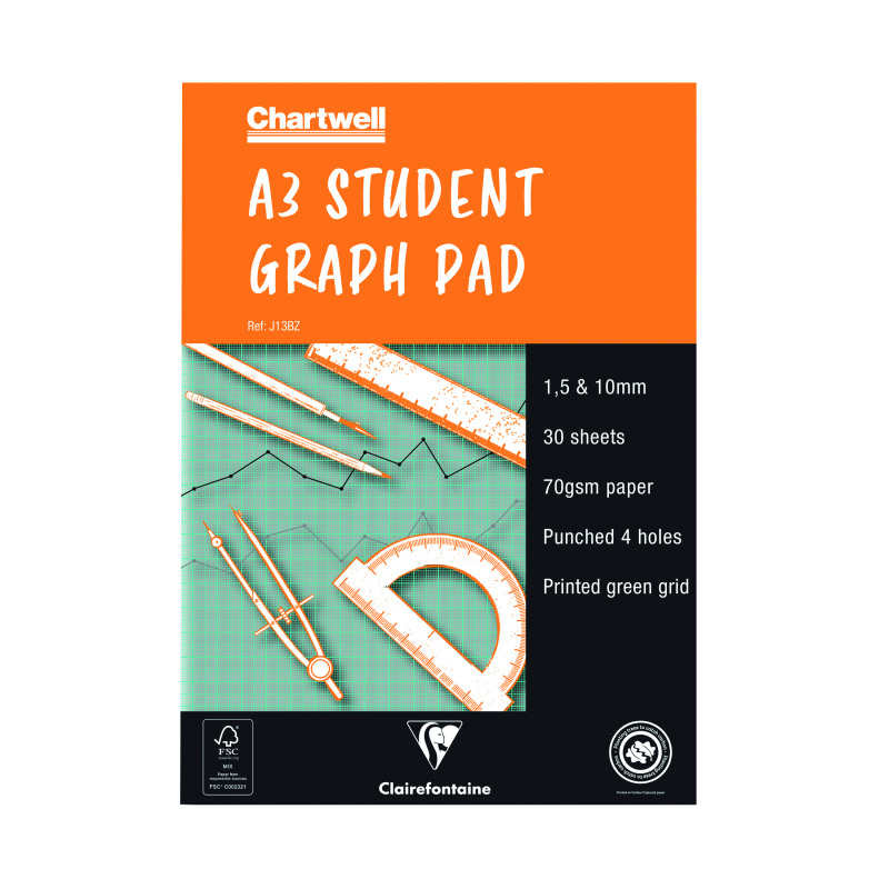 Chartwell+A3+30+Sheet+70gsm+Paper+Graph+Pad+J13B
