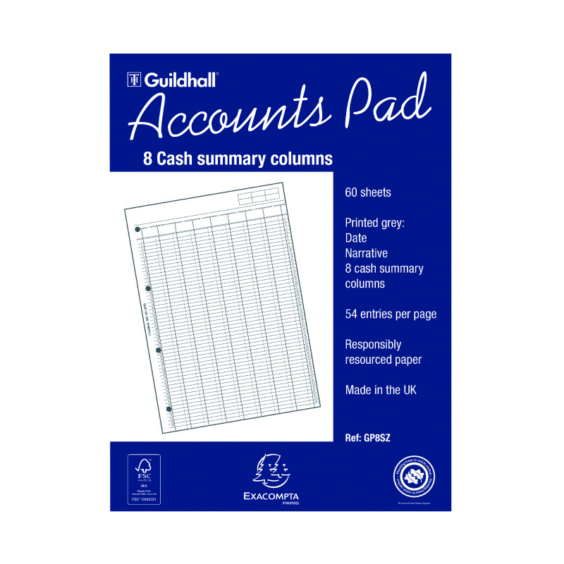 Exacompta+Guildhall+Account+Pad+8-Column+Summary+A4+1589