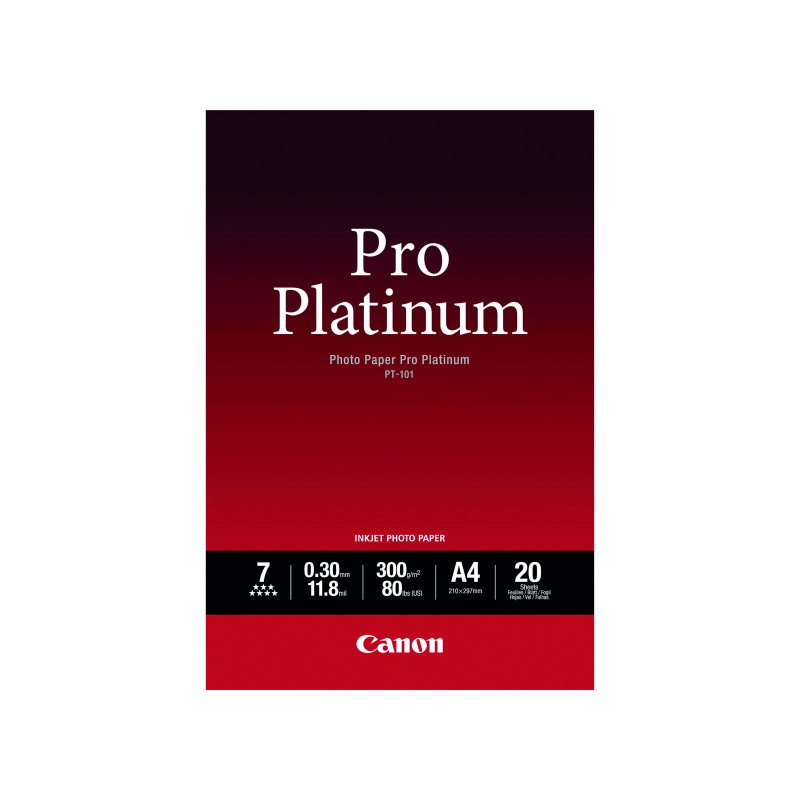 Canon+PT-101+Pro+A4+Platinum+Photo+Paper+%28Pack+of+20%29+2768B016