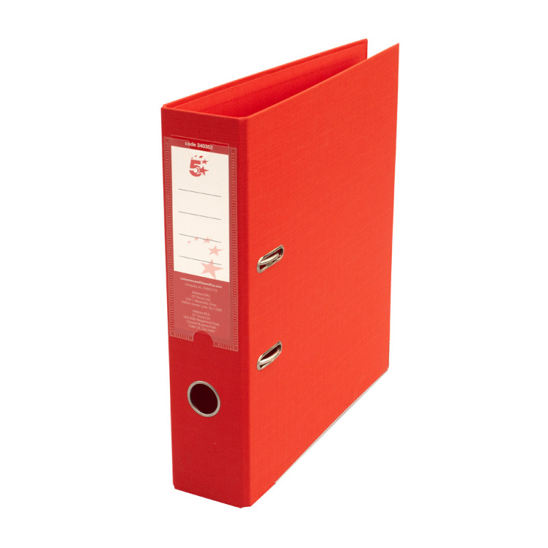 5+Star+Office+Premium+Polypropylene+Lever+Arch+File+A4+Red+%28Pack+of+10%29