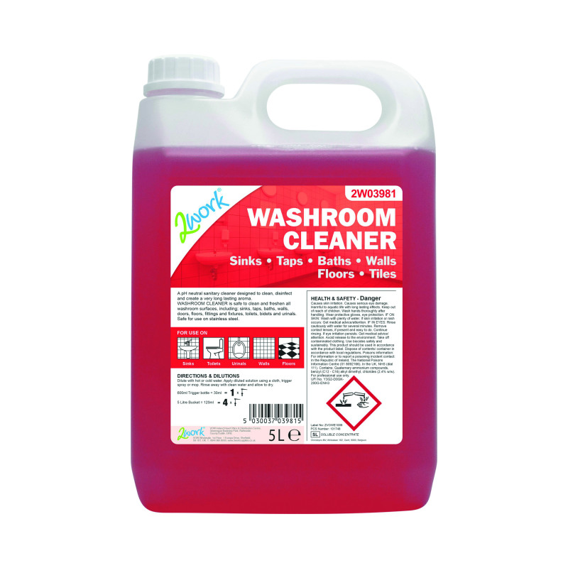 2Work+Washroom+Cleaner+Concentrate+Odourless+5+Litre+2W03981