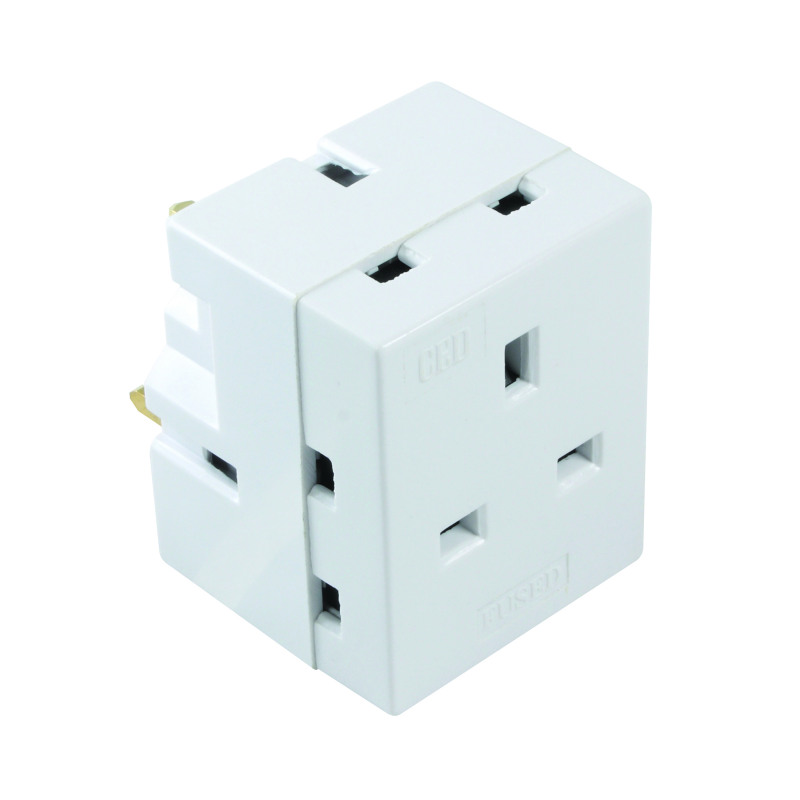 CED+3-Way+Adaptor+Fused+13+Amp+White+WAP3W