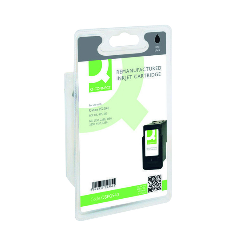 Q-Connect+Remanufactured+Inkjet+Cartridge+Black+Compatible+With+Canon+PG-540+PG-540-COMP