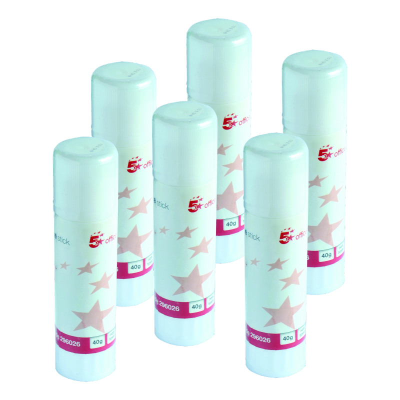 5+Star+Office+Glue+Stick+Solid+Washable+Non-toxic+Large+40g+%28Pack+of+6%29