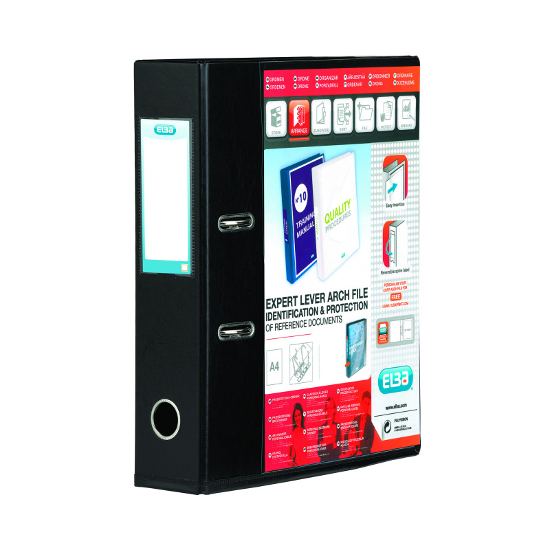 Elba+Vision+70mm+Lever+Arch+File+A4+Black+100080896