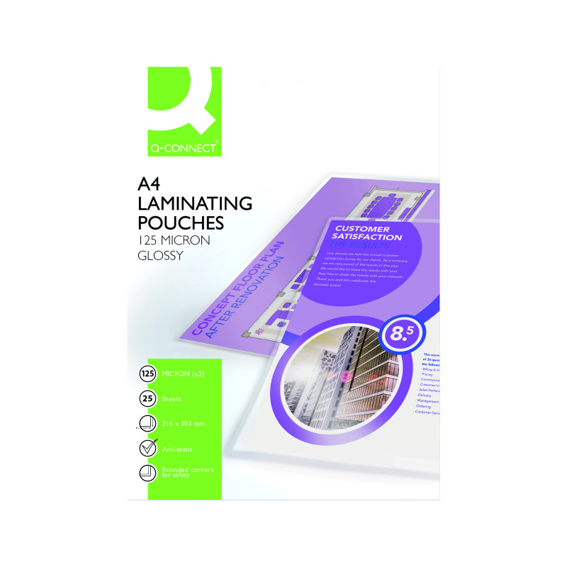 Q-Connect+A4+Laminating+Pouch+250+Micron+%2825+Pack%29+KF04120