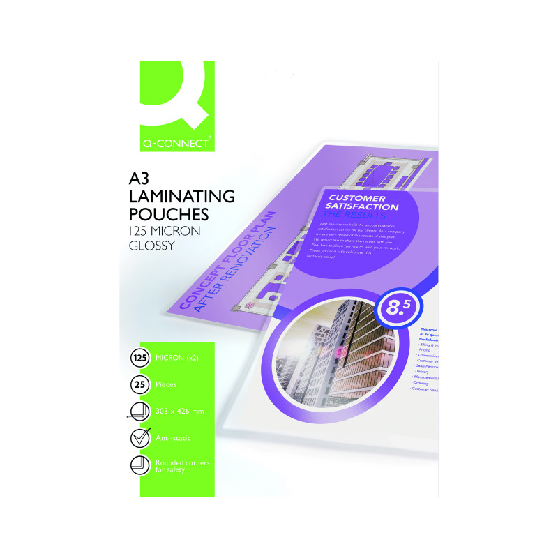 Q-Connect+A3+Laminating+Pouch+250+Micron+%28Pack+of+25%29+KF04128
