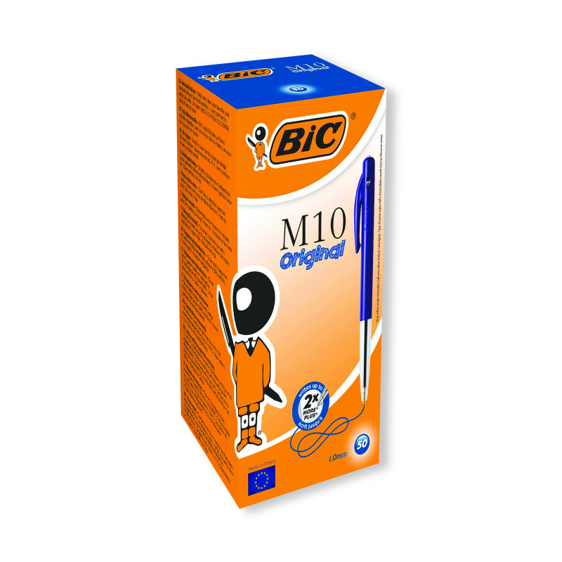 Bic+M10+Clic+Retractable+Ballpoint+Pen+Medium+Blue+Pack+of+50+1199190121