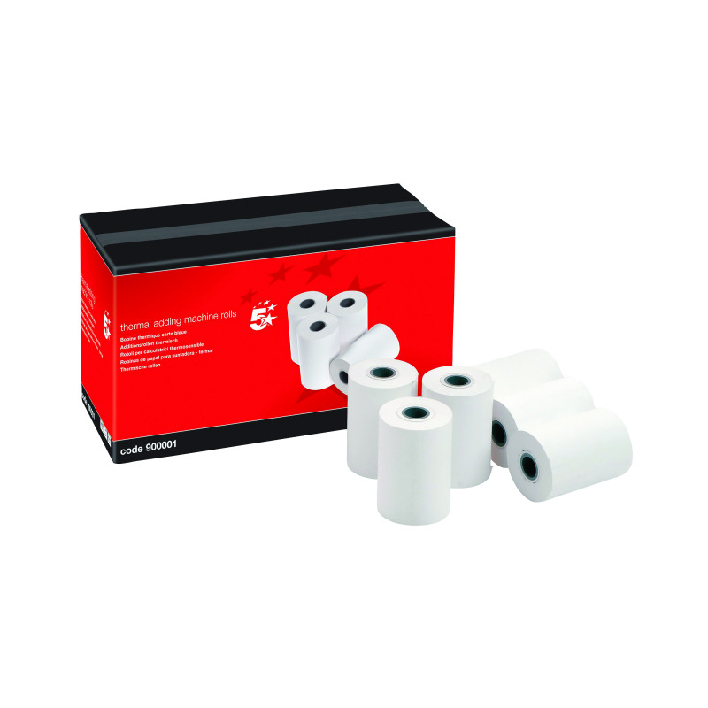 5+Star+Thermal+1-Ply+Printer+Rolls+57x38x18m+Core+12.7mm+%28Pack+of+20%29