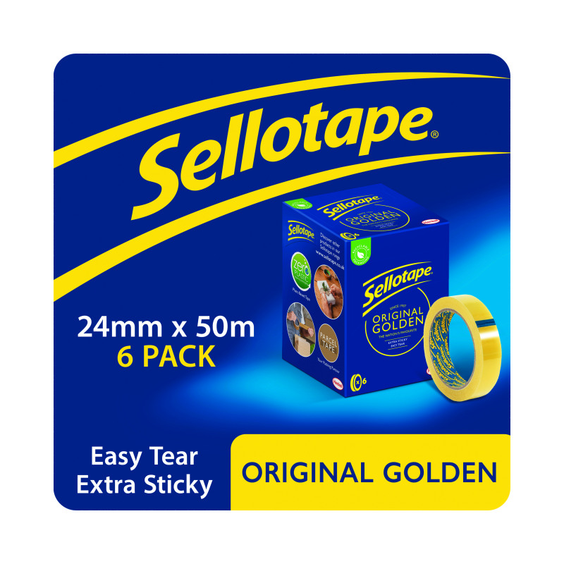 Sellotape+Original+Golden+Tape+24mmx50m+%28Pack+of+6%29+2928285