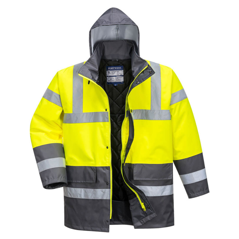 Portwest+Hi+Vis+Contrast+Winter+Traffic+Jacket+M+Yellow%2FGry
