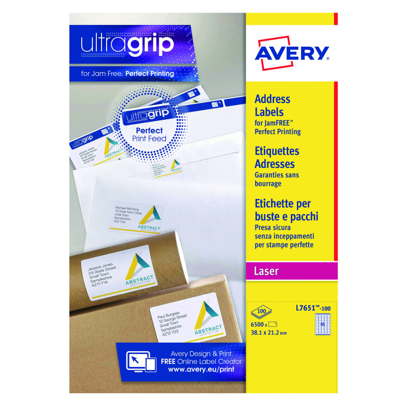 Avery+Laser+Labels+38.1x21.2mm+%28Pack+of+6500%29+L7651H